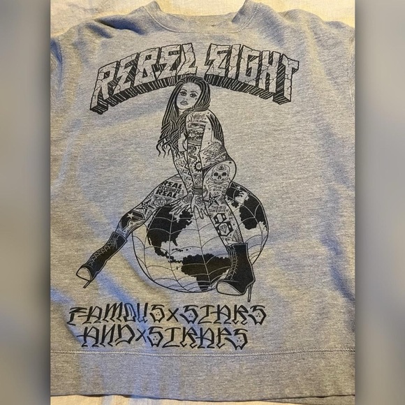 Rebel 8 x Famous Stars & Straps x Mike Giant vintage grey pullover sweater eight - Picture 2 of 8